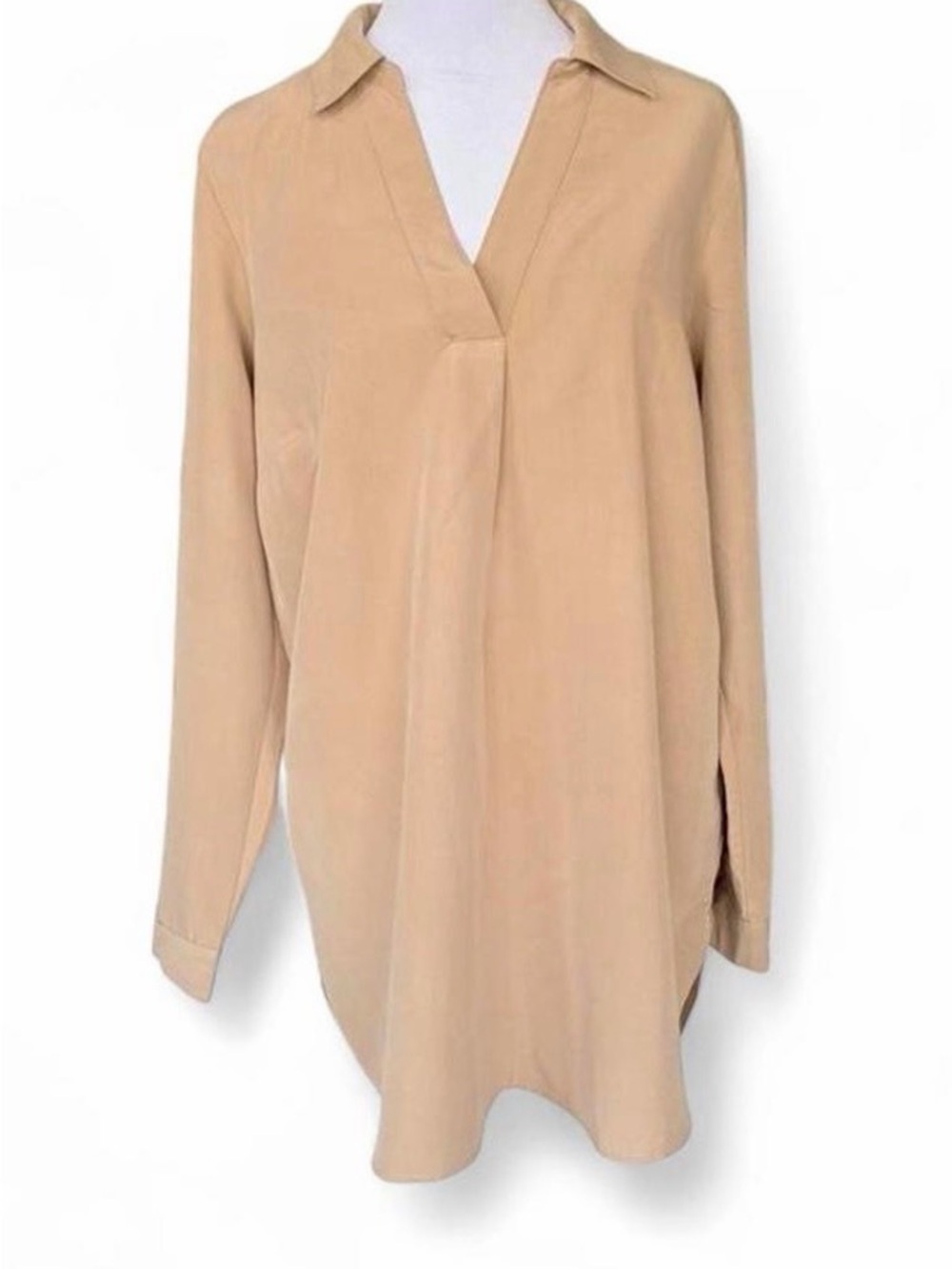 J. Jill Sandstone Beige Collared V-Neck Tunic